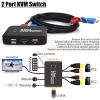 2 Port KVM Switch USB2.0 HDMI2.0 Support U Disk/Key-press Switch/LED Switch Channel/Mouse&Keyboard Control Multiple PC Computer