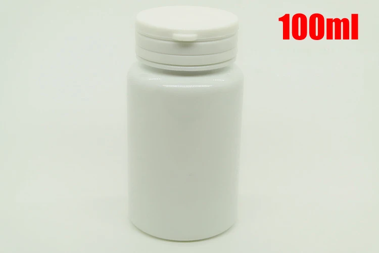 

20pcs 100ml White Color PET Sample Packing Containers, 100CC Capsules/Pills/Powder/Vatimins Plastic Bottles --Tearing Flip Caps