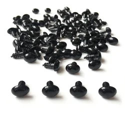 100 pçs/saco artesanato diy preto oval elipse oblong boneca segurança nariz olhos para urso de pelúcia brinquedos de pelúcia snap animal com plug arruelas