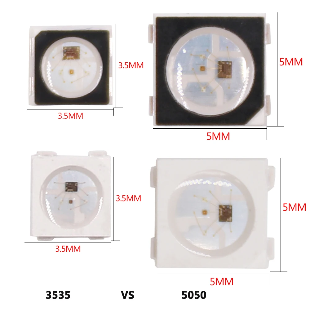 Chip LED piksel adresowalny SK6812 Mini SMD 3535 5050 RGB pełny kolor światła DC 5V LED koralik świetlny biały/czarny PCB 2/1500pcs