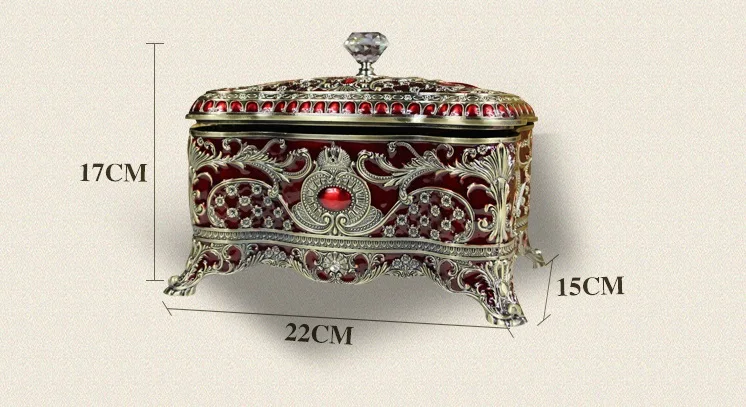 Europe alloy metal Necklace ring storage boxs jewelry box cosmetic storage box bronze color storage desktop organizer case Z150