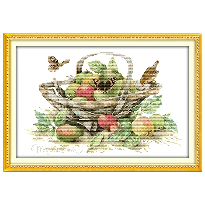 Fruit Basket and Bird Patterns Counted Cross Stitch Set DIY 11CT 14CT 16CT Stamped DMC Cross-stitch Kit Embroidery Needlework