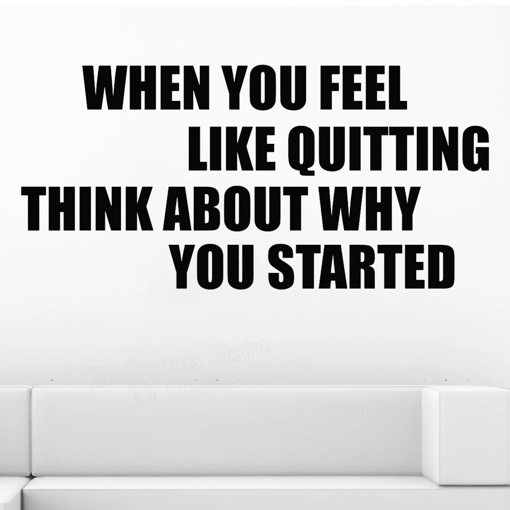 Gym Wall Decal When You Feel Like Quitting Fitness Motivational Quote Vinyl Stickers Sport Workout Poster Inspirational Z809