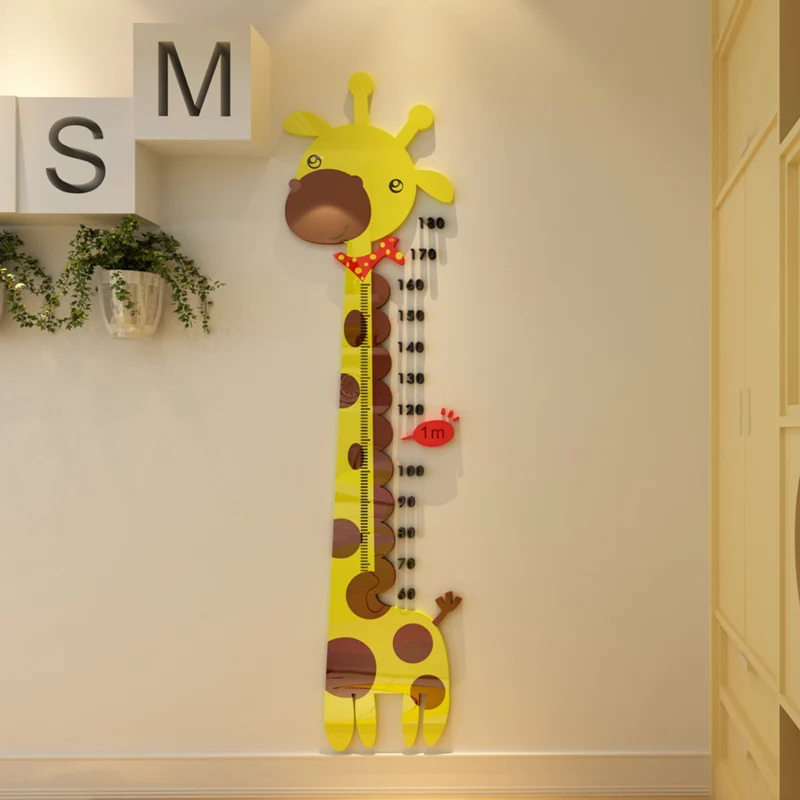 

Giraffe Height Ruler Wall Stickers Kids Room Decorations 3D Cartoon Growth Chart Sticker Wall Decor Children Room Wallpaper 1pc