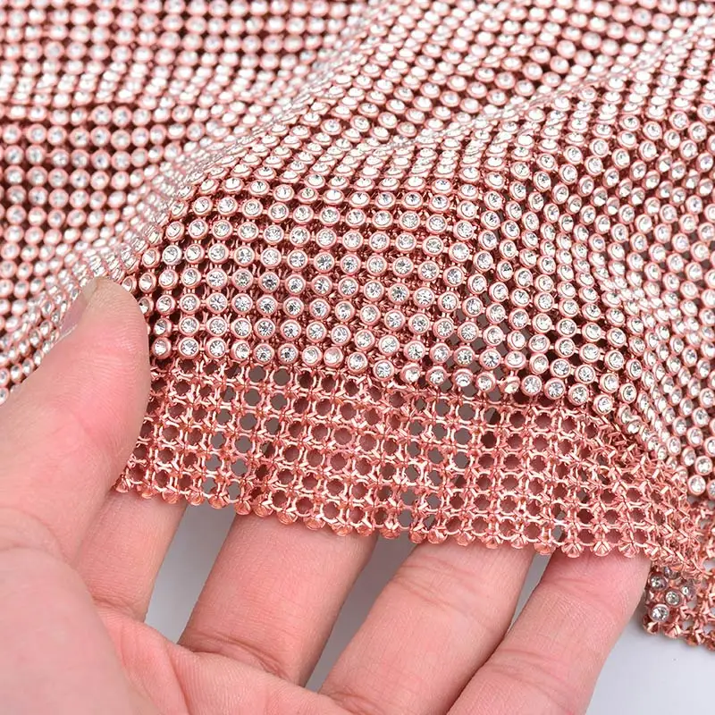 JUNAO 45*120cm Glitter Clear Silver Rhinestone Mesh Fabric Crystal Ribbon Glass Strass Applique Sewing Metal Trimming for Dress