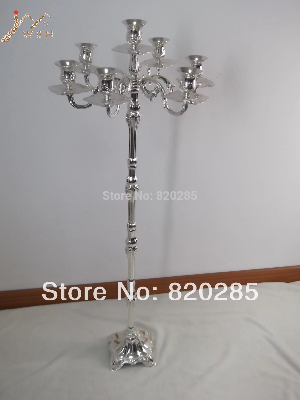 

IMUWEN Tallest candelabra for weddings, 105cm height 7-arms candle holder, silver plate finish candle stick