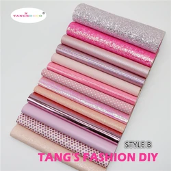 13pcs-- 20X22CM Pink Color Mix DIY Synthetic Faux PU Leather Set