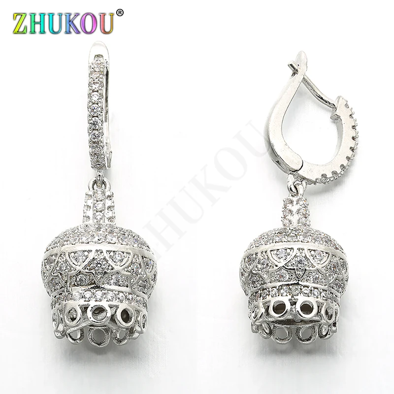 12*32mm High Quality Brass Cubic Zirconia Tassel Caps Pendant for Diy Jewelry Findings, Hole: 8mm, Model:VM16