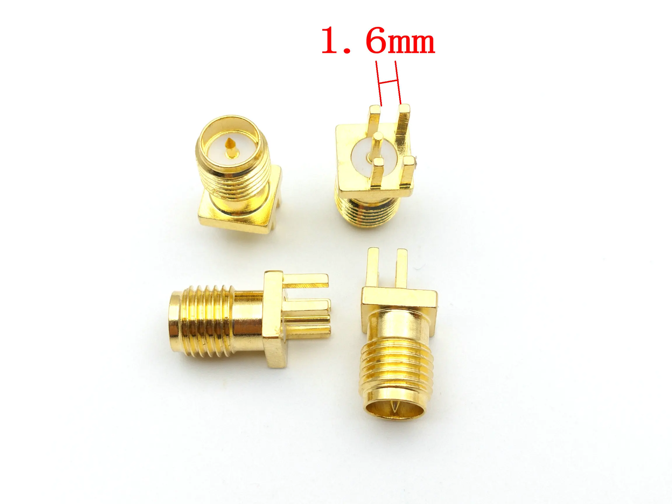 

Gold RP-SMA / sma female plug center solder PCB clip edge mount RF adapter