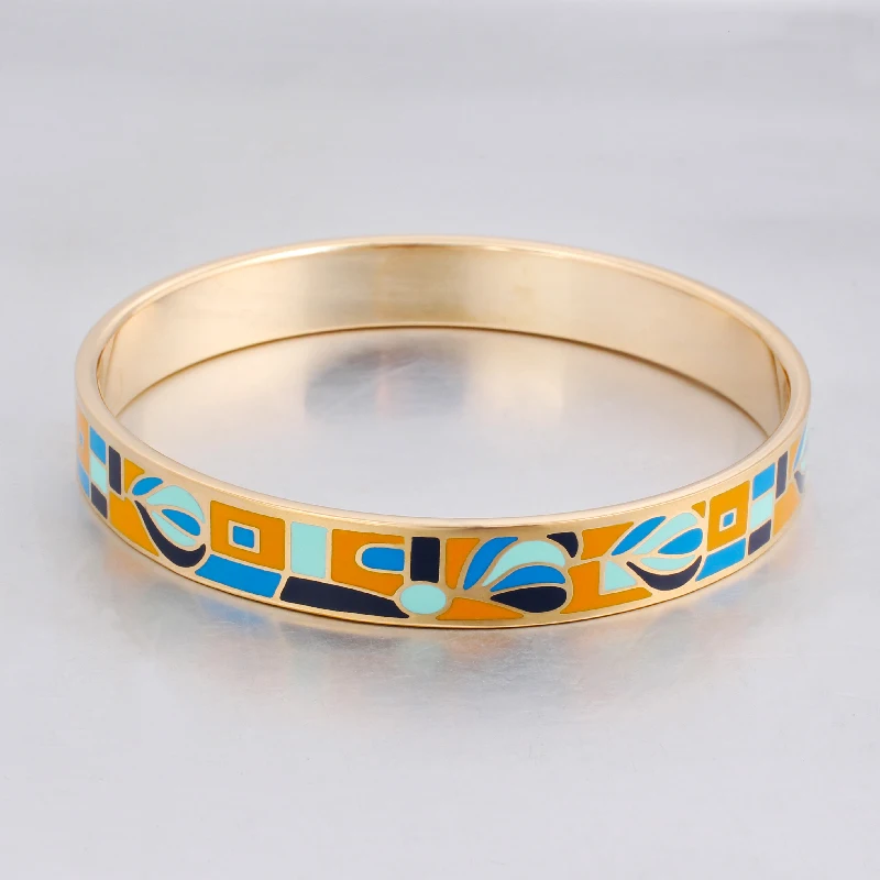 Elegant Designer Filled Color Bangles for Women Stainless Steel Jewelry Ethnic Jewelry Enamel for Bracelets