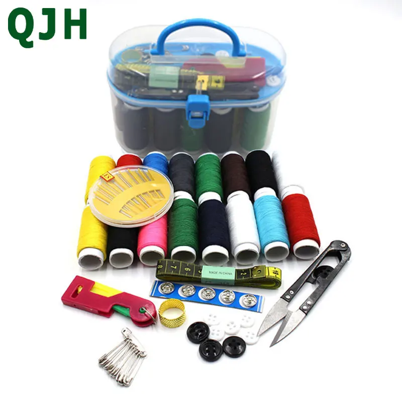 Exclusive Weaving Tools Portable Sewing Kits Plastic Scissors Tape Pins tool Set Threads Buttons Scissor Knitting Craft Case