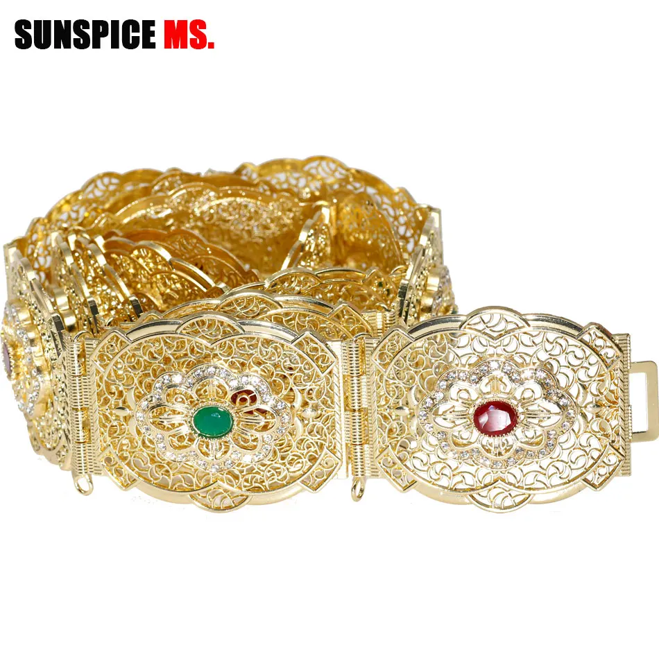 

SUNSPICE-MS Elegant Gold Color Metal Waist Chain Belt for Women Morocco Caftan Wedding Body Jewelry Arabic Traditional Bijoux