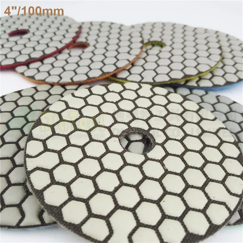 SHDIATOOL 10sets (7pcs/set) Dry Diamond Polishing Pads Dia100mm/4inches 70pcs Resin Bond Diamond Flexible Sanding Disk