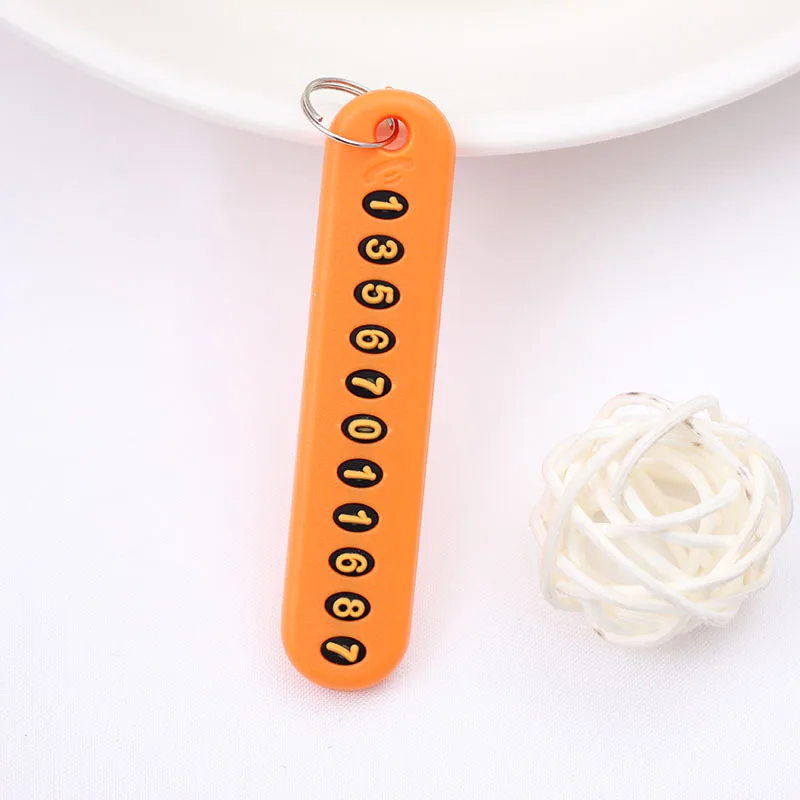 Anti-lost Phone Number Plate Car Keychain Pendant Auto Vehicle Card Keyring Key Chain Car Interior Decoration Pink Blue For Audi