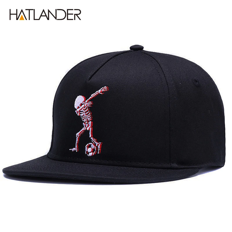 HATLANDER 5panels cotton baseball caps brand embroidery skull hip hop cap cool adjustable sports hats funny black snapback cap