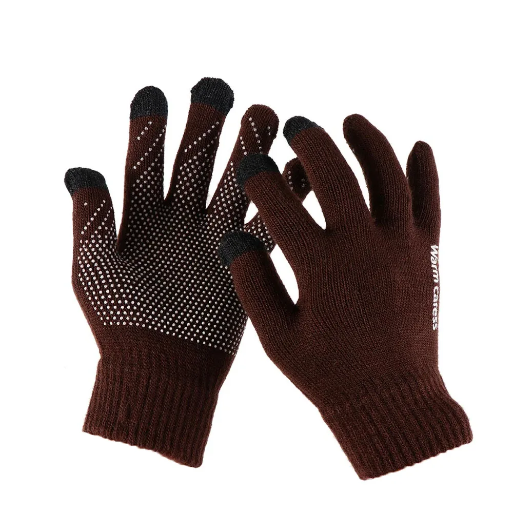 1Pair Men Thicken Knitted Gloves For Phone Screen Male Winter Autumn Warm Wool Cashmere Solid Gloves Men Mitten Business Gloves