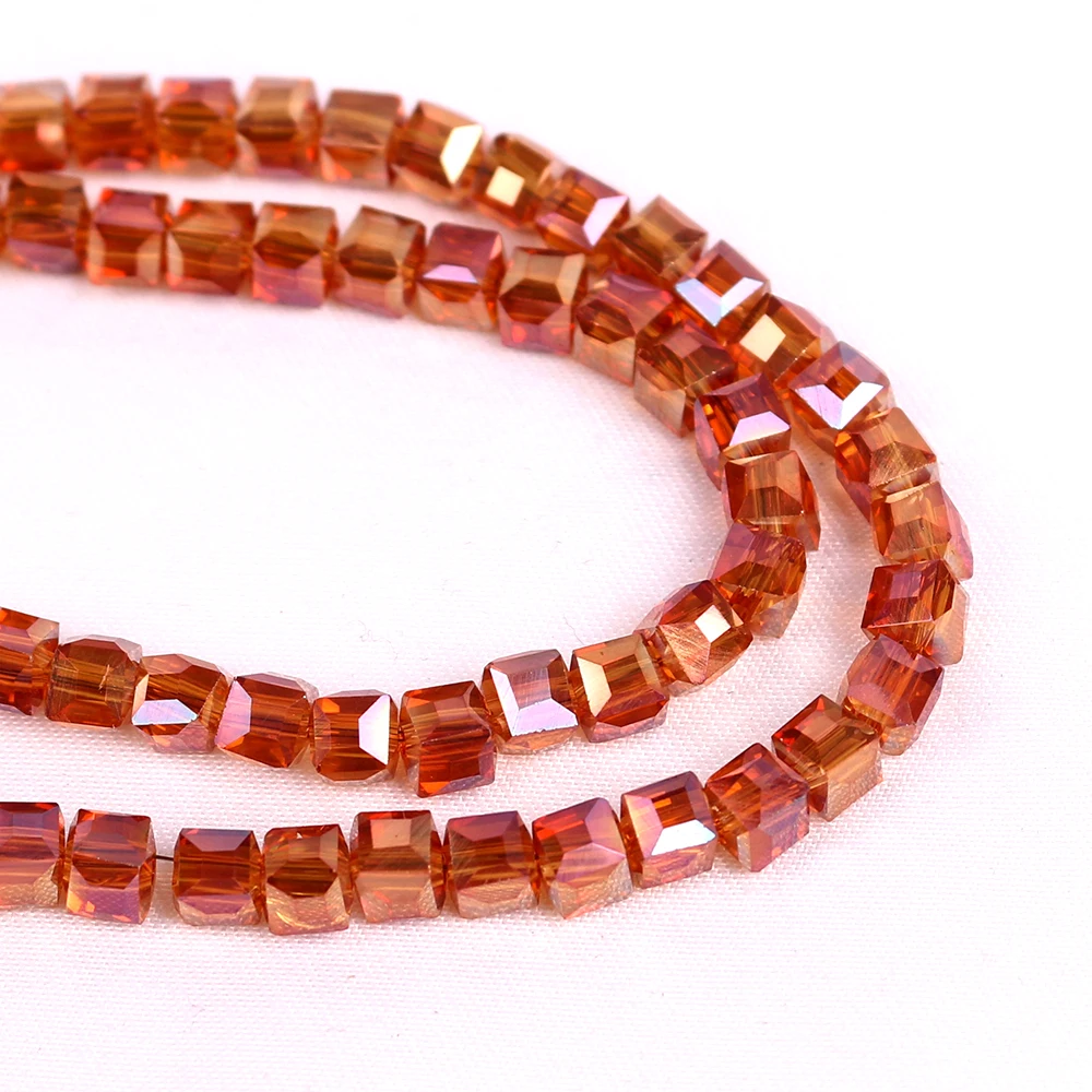 95Pcs/Lot 4mm Austrian Glass Square Beads Faceted Crystal  Spacer Cube Beaded for Jewelry Making Earing Accessories Needlework