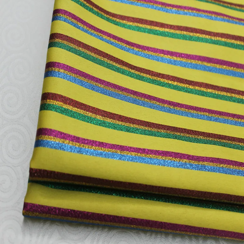 NCF205  73cm Colorful Strip Purl Chinese Style Cloth Fabric Buddhism Satin Fabric Garment Longskirt Fabric Festival Clothes