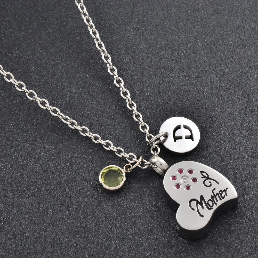 My Mother Cremation Urn Heart Pendant Necklace for Ashes Holder 316 L Stainless Steel Memorial Jewelry Keepsake Jewelry