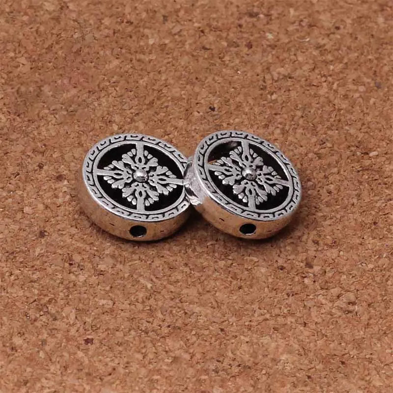 10pcs/lot Vintage Tibetan Silver Round Wheel Beads 18x5mm Flat Metal Buddha Spacer Beads DIY Jewelry Making Decoration Findings