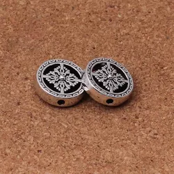 10pcs/lot Vintage Tibetan Silver Round Wheel Beads 18x5mm Flat Metal Buddha Spacer Beads DIY Jewelry Making Decoration Findings