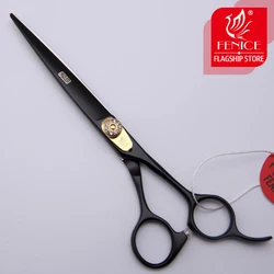 Fencie Professional black 7.0 inch imported 440c dog hair grooming tools pet scissors steel cutting shears