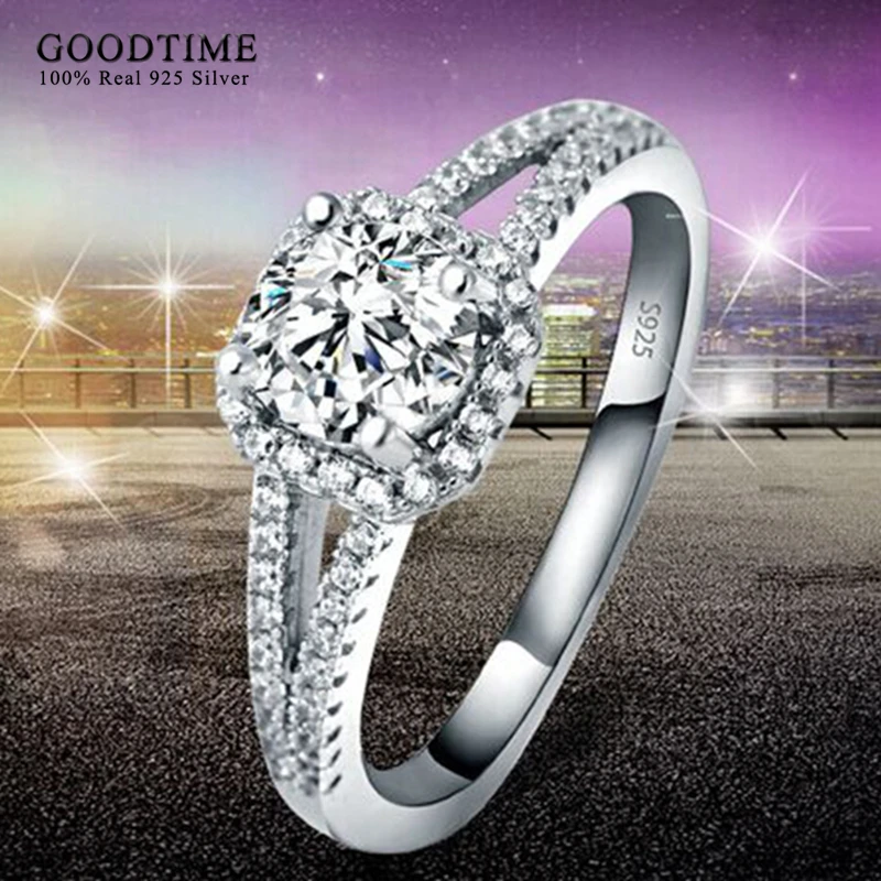 Promotion Silver 925 Jewelry 100% Pure 925 Sterling Silver Engagement Ring Set 2 Carat Zirconia Wedding Rings For Women GTR040