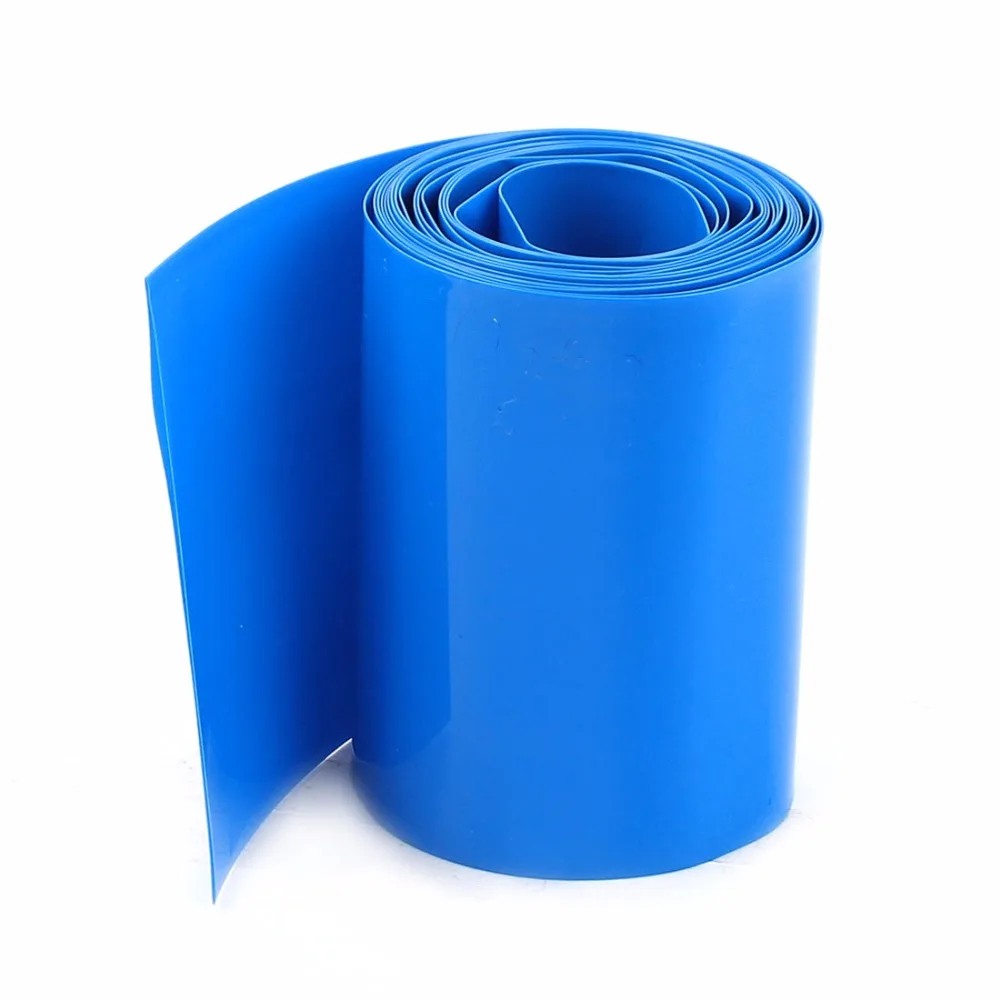 2M 64mm Blue/Clear PVC Heat Shrink Wrap Tube Battery Film Tape Insulated Sleeving Wire Connector Protector for AA Battery Pack