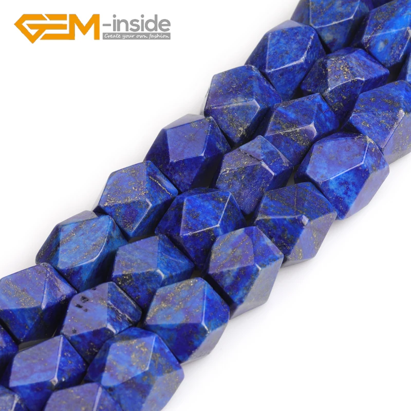 Natural Blue Lapis Lazuli Stone Facted Square 17x19mm Loose Beads for Jewelry Making DIY 15 Inches Strand Wholesale