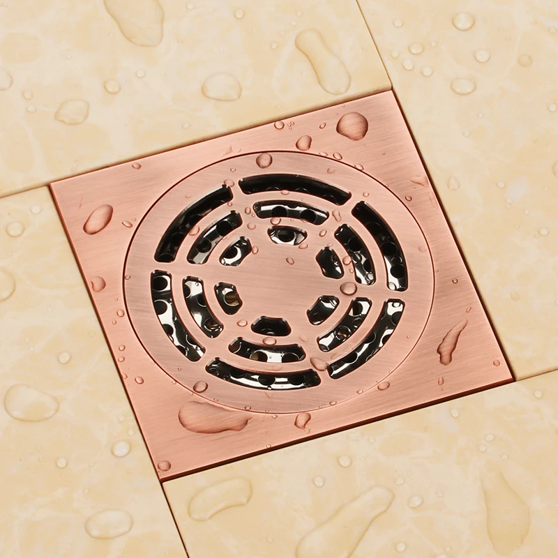 

Retro red bronze solid brass 100 x 100mm square anti-odor floor drain bathroom shower drain