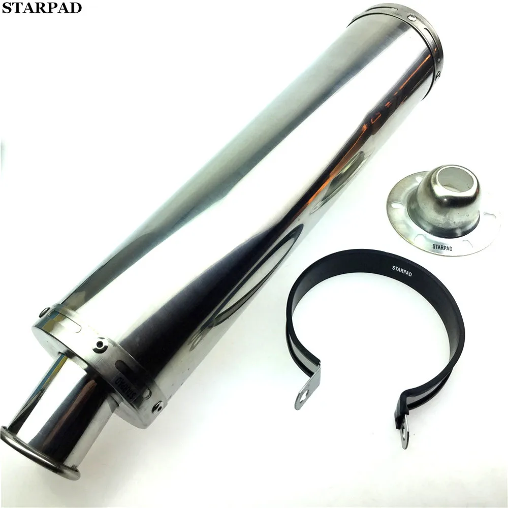 

STARPAD For Motorcycle electric car modified exhaust pipe silver muffler round Stainless steel noise plug