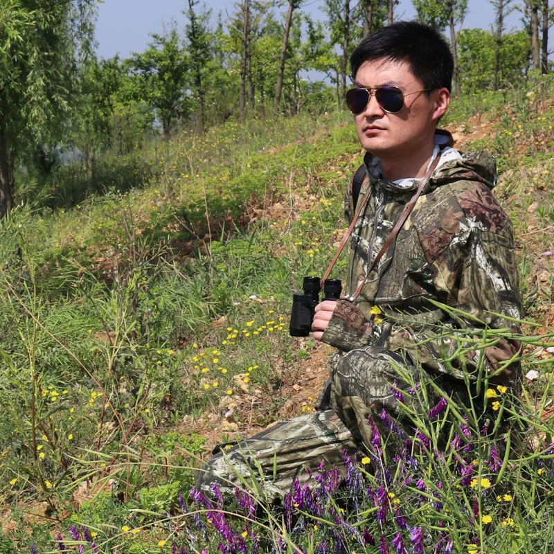 Cotton Breathable Bionic Camouflage T-Shirt Tops Men Women Hunting Fishing Hiking Sunscreen Hooded T-Shirts Long Sleeve 4 Colors