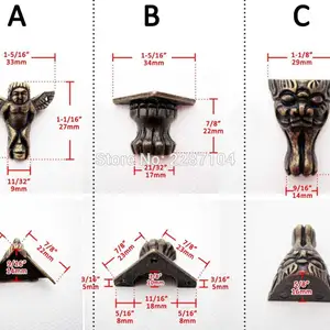 Decorative Antique Brass Corner Protector Screw, Vintage Angel Face, Cheetah Jewelry Chest Box Wood, Leg Furniture, 4pcs 8 Main Sales Feet for Retro Furniture - №4