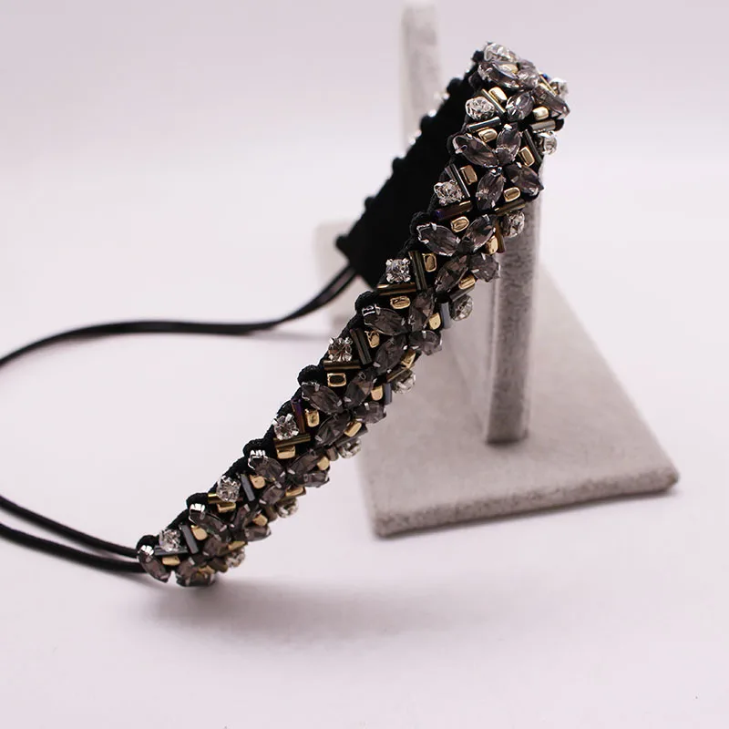 Bohemian Metal Beads Braided Headband Rhinestone Elastic Hair Band For Women & Girls Hair Accessories