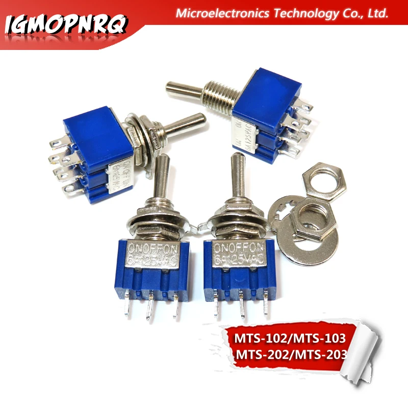 5pcs  Mini Toggle Switches MTS-102 MTS-103 MTS-202 MTS-203 For Switching Lights Motors