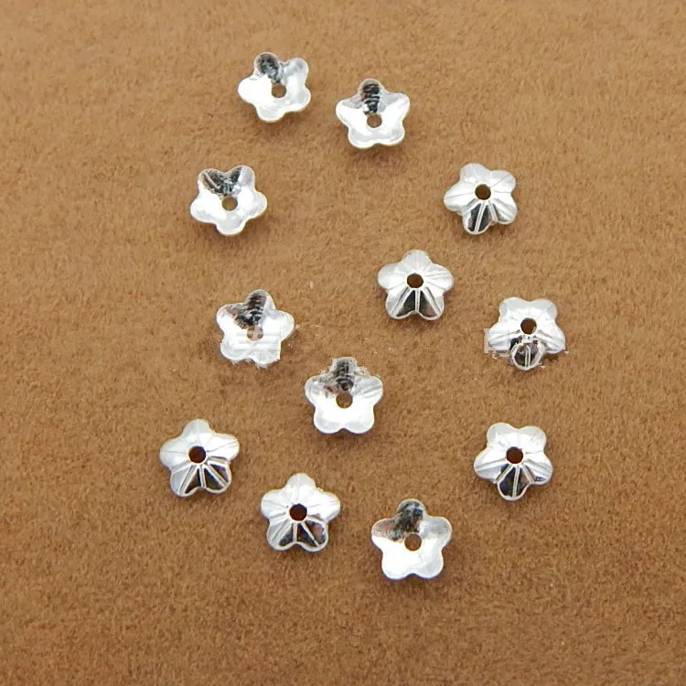 10 sztuk / partia 4 mm 925 Sterling Silver Flower Bead Loose Spacer Beads Caps End Beads Cap dla DIY Jewelry Finding Making Accessories