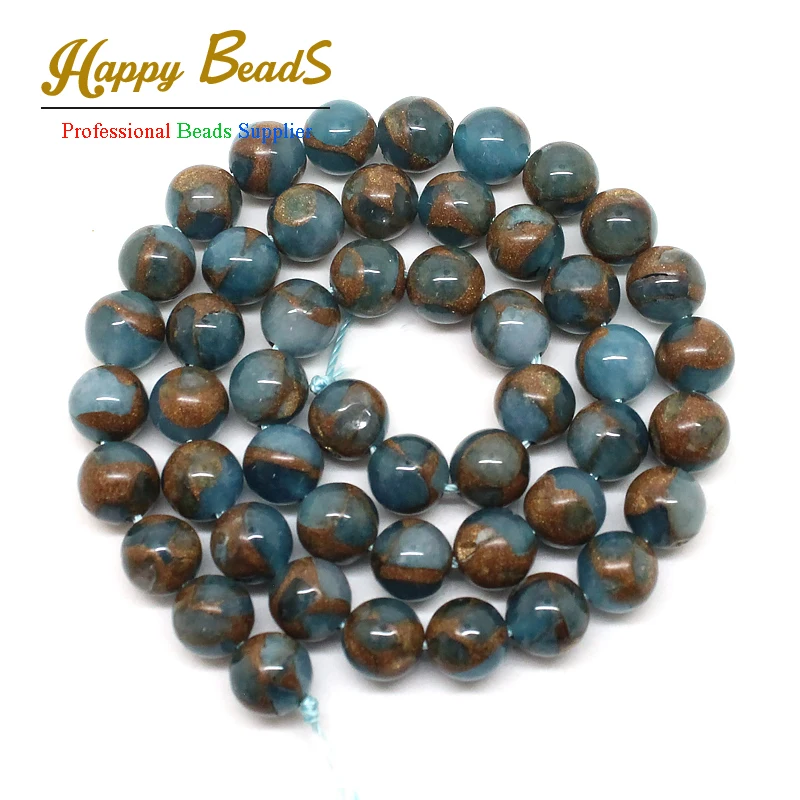 Natural Stone Beads Lake Blue Cloisonne Jaspers Round Loose Spacer Beads 6 8 10 mm 15inches For Jewellery Making Diy Necklace