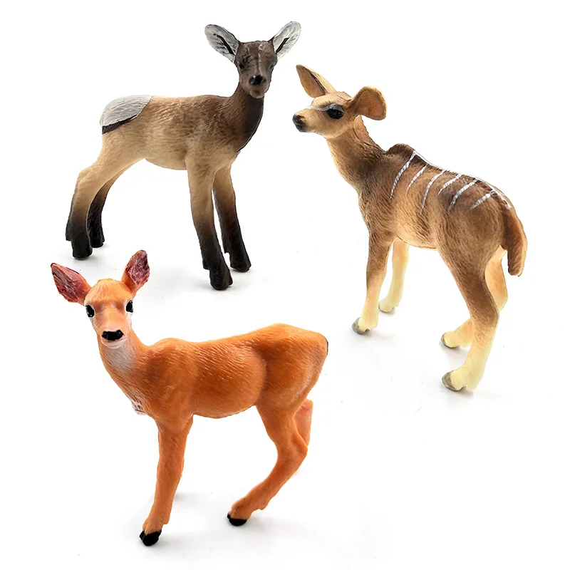 Simulation Deer Warthog Lynx Mandrill Donkey Gibbon Porcupine kiwi bird Chimpanzee PVC animal model figurine toy garden figures