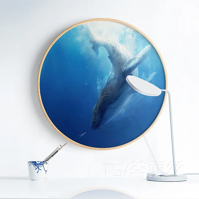 EECAMAIL Diamond Painting Full Drill Diamond Embroidered Small Round Brick Painting Children Bedroom Blue Whale Creative DIY