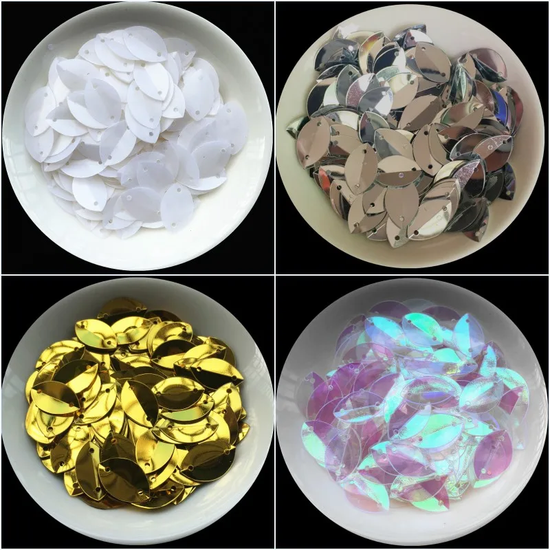 10g/bag (150 pieces) 9*15mm elliptical folding bulk sequins handmade bucket lady DIY sewing fittings with two holes