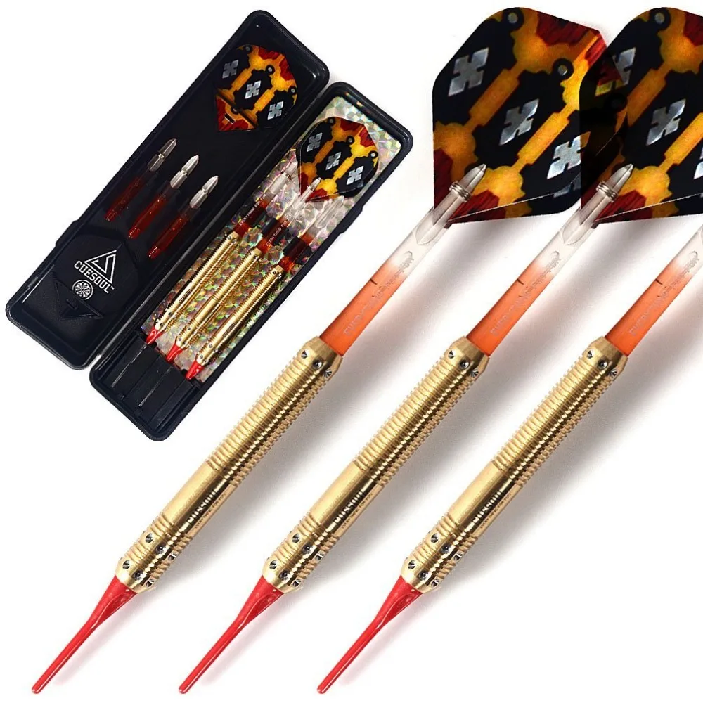 

CUESOUL 3pcs Cheap Darts 16 Grams Brass Barrels Darts with Red Plastic Darts Points for Electronic Dartboard