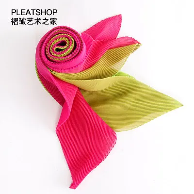 HOT SELLING miyake pleated patchwork color block chiffon soft folding  scarf elastic candy color scarf all-match IN STOCK