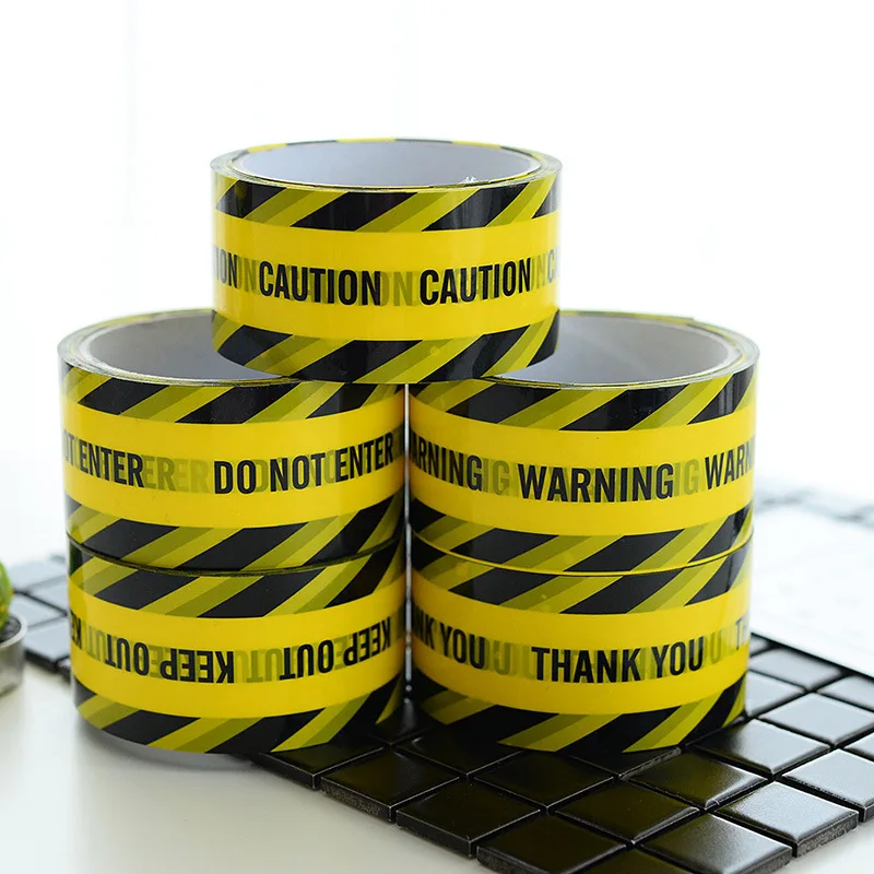 1/Roll DIY 48mm*25m Opp Yellow Warning Tapes Sticker Caution Barrier Safety Tapes For Home Store Warehouse Factory School