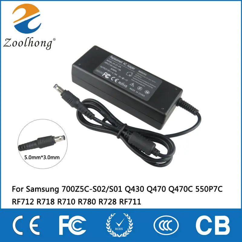 Laptop AC Adapter Charger For Samsung 700Z5C-S02/S01 Q430 Q470 Q470C 550P7C RF712 R718 R710 R780 R728 RF711