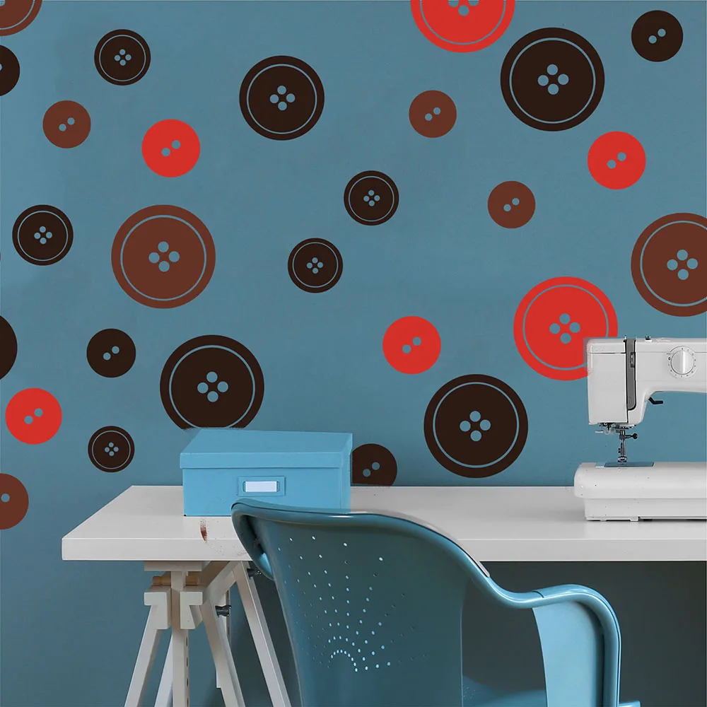 Sewing Buttons Polk Dots Wall Decal Sewing Room Dressmaker Sewing Buttons Wall Sticker Seamstress Craft room Needlework Vinyl