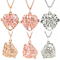 Mexican Style Aromatherapy Cage Heart Necklace Hollow Locket Vintage Jewelry Music Ball Pregnancy Pendant Summer Fashion Jewelry