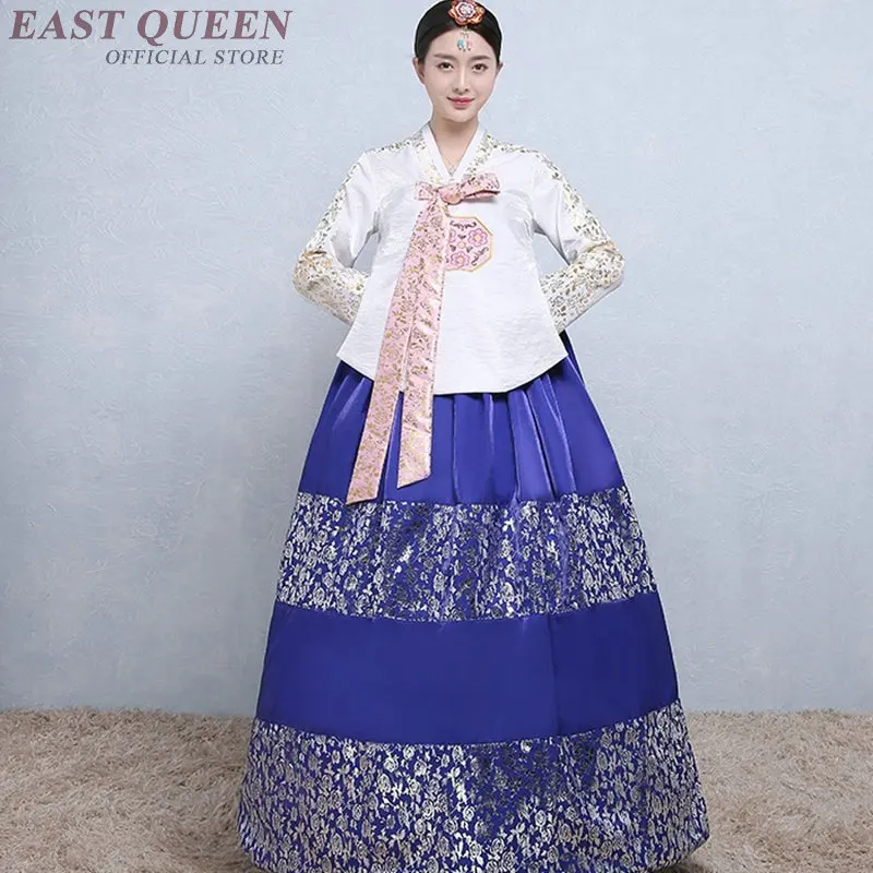 

Women's traditional Korean clothing Korean hanbok costume female palace three quarter sleeve traditional style dress DD999 L