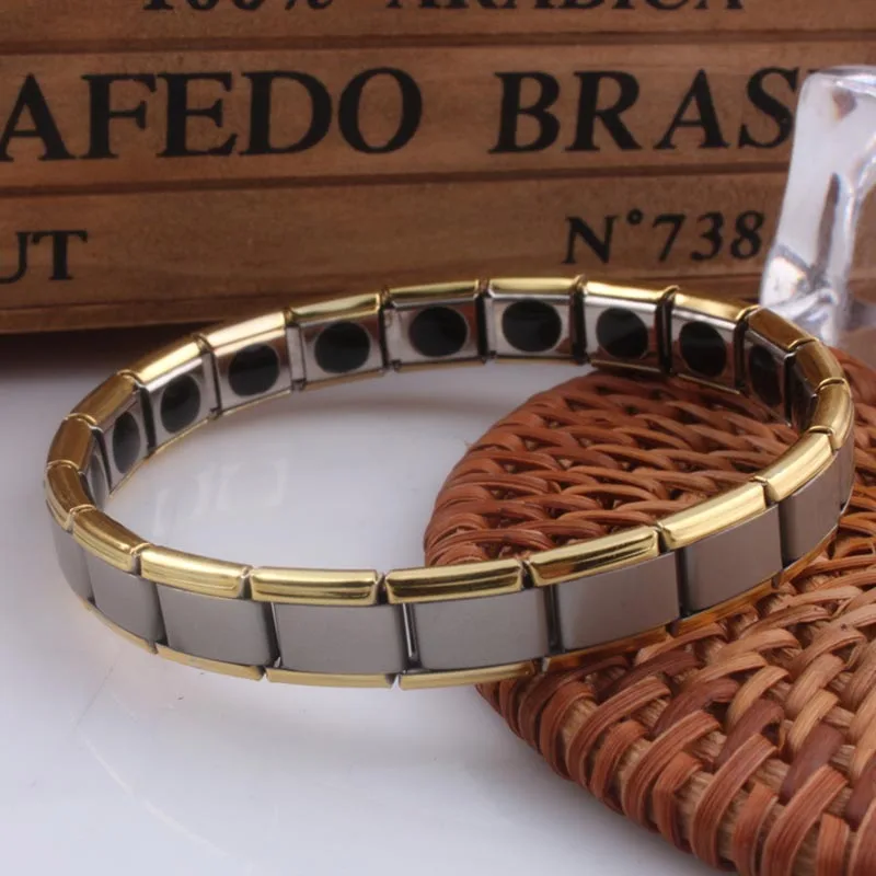 Stainless Steel Magnetic Therapy Bracelet for Women Men Health Care Hematite Bracelets Silver Gold Color Stretch Metal Bracelet