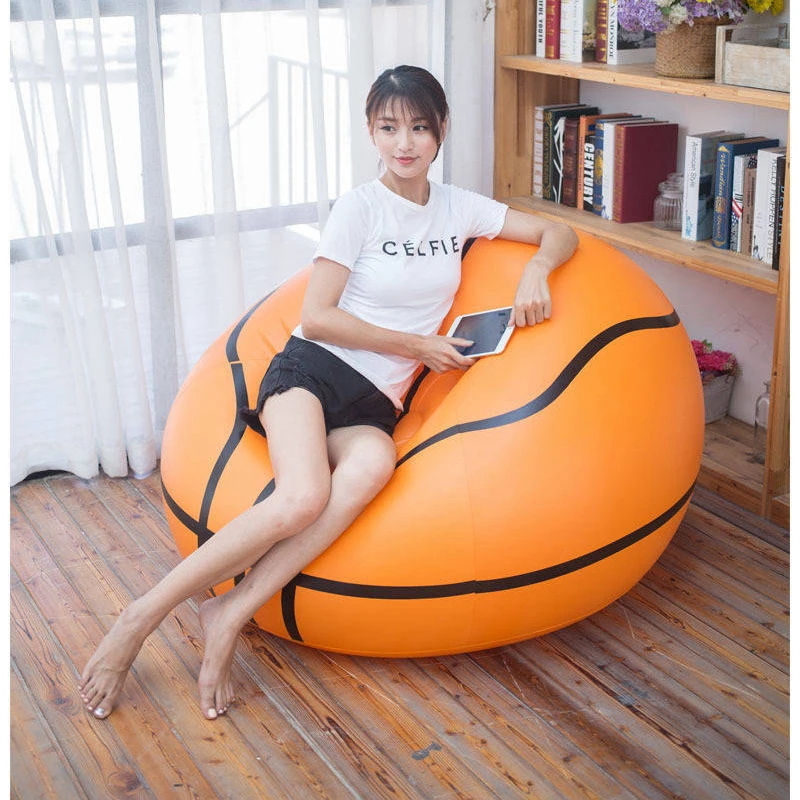 Inflatable Basketball Bean Bag Chair Soccer Ball Air Sofa Indoor Living Room PVC Lounger for Adult Kids Outdoor Lounge Armchair