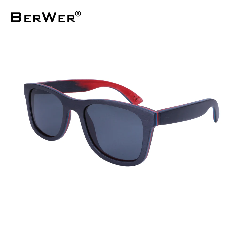 BerWer 2024 Skateboard Men Sunglasses Handmade Sunglass UV400 Protection Wood Women Sun Glasses